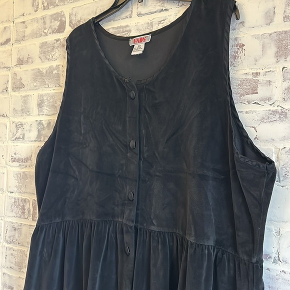 Vintage FADS Women’s 2XL Maxi Dress Sleeveless Button Black Velour Whimsigoth - Picture 3 of 7